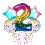 Gökkuşağı Unicorn 2 Yaş Folyo Balon 5 Li Set