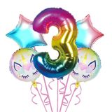 Gökkuşağı Unicorn 3 Yaş Folyo Balon 5 Li Set