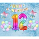 Gökkuşağı Yıldız Folyo Balon Seti 12 Yaş