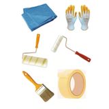 GÖKMENSHOP Boyacı Seti, 6 Parça, Saten Boya Rulosu, Eldiven, Fırça ve Maskeleme Bandı