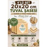 Göktuğ Hediyelik 4'lü Set 20x20 cm Ahşap Boş Tuval Şasesi | Kasnak & Punch Nakış İçin Ahşap Şase | Doğal Çam Ağacı Tuval Kasnağı
