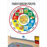 Göktuğ Hediyelik Dairesel Mevsim Şeridi Okul Posteri , Okul,kreş, Anasınıfı, Ortaokul Duvar Sticker (100x100 Cm