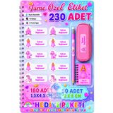 Göktuğ Hediyelik İsme Özel 230 Parça Okul Etiket Seti - Prenses Temalı Kız Çocuk İsim Etiketi