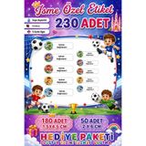 Göktuğ Hediyelik İsme Özel Futbol Temalı Okul Etiketi 230 Adet | Suya Dayanıklı, Yırtılmaz | 5 Farklı Figürlü İsim Sticker Seti