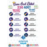 Göktuğ Hediyelik İsme Özel Uzay Temalı Okul Etiketi 230 Adet | Suya Dayanıklı, Yırtılmaz | 5 Farklı Figürlü Kişiye Özel Sticker Setiii