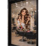 Göktuğ Hediyelik Kuaförü Cam Sticker – Güzellik Salonu Kadın Figürü Folyo Baskı 100x150cm