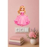 Göktuğ Hediyelik Prenses Priz Sticker 11x7 cm | Kız Çocuk Odası Duvar Stickerı | Anahtar ve Priz Dekor Etiketi | Pembe Prenses Oda Süsü model3