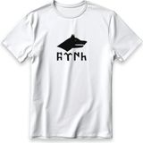 Göktürk Kurt Model Baskılı Tişört %100 Pamuklu Nefes Alan Kalın Kumaşlı T-Shirt - Beyaz