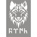 Göktürkçe Türk Yazı ve Kurt Modifiye Araba Oto Sticker 15CM Beyaz Renk - 18CM - Renkli