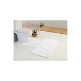 Gökyıldız Standart İdona Beyaz 60x100 - 60x50cm 2'li Banyo Paspas Seti | Yıkanabilir,Kaymaz Taban