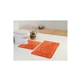 Gökyıldız Standart Zebra Turuncu 60x100-60x50cm 2'li Banyo Paspas Seti | Yıkanabilir , Kaydırmaz Taban