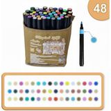 Gökyüzü Işığı 48LI Çok Renkli Akrilik Marker Kalem Seti - Capybara Desenli 132 mm Boyutunda