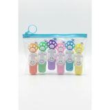 Gökyüzü ışığı Sevimli Kedi Başlıklı Mini Fosforlu Keçeli Kalem-6lı Set-fosfor06