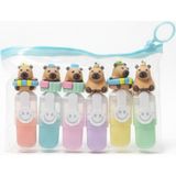 Gökyüzü Işığı Sevimli Mini Fosforlu Keçeli Kalem-6lı Set-Mini Ayıcık BAŞLIKLI-FOSFOR02 - 1 Adet - Çok Renkli