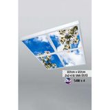 Gökyüzü Panel 124Cm X 124Cm-Dörtlü- Led-Sıva Üstü-216Watt-Kuaför Tavan-Led Aydınlatma-Avize Modelleri