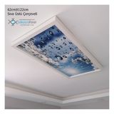 Gökyüzü Panel 60X120 Gökyüzü Panel Avize, 106WATT Led, Sıva Üstü, Kolay Montaj LED Panel, Çiçekli Yağmur Damlası Avize - Beyaz