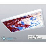 Gökyüzü Panel 60X120 Gökyüzü Panel Avize, 106WATT Led, Sıva Üstü, Kolay Montaj LED Panel, Kırmızı Ağaç Avize - Beyaz