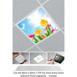 Gökyüzü Panel Asma TAVAN-60 cm x 60 cm -SIVA ALTI-54W-6500K-BEYAZ-LED Panel-Led Armatür-Taş Yünü Asma Tavan-Banyo Tavan - 1
