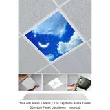 Gökyüzü Panel Asma Tavan-60Cmx60cm-Sıva Altı-54W-6500 K-Beyaz-Led Panel-Led Armatür-Taş Yünü Asma Tavan- Led