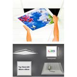 Gökyüzü Panel Asma Tavan-60Cmx60cm-Sıva Altı-54W-6500K-Beyaz-Led Panel-Led Armatür- 60X60 Taş Yünü Asma Tavan-Led