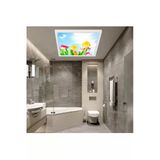Gökyüzü Panel Banyo Avize- 54Watt-60Cmx60cm Led Yatak Odası Avize-Renkli Laleler Tasarım Aydınlatma-Tavana Model