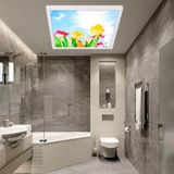 Gökyüzü Panel Banyo Avize- 60WATT-60 cm x 60 cm LED Yatak Odası Avize-Renkli Laleler Tasarım Aydınlatma-Tavana Model - Beyaz - 1