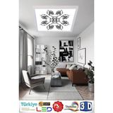Gökyüzü Panel Desenli Panel Avize 60W LED Tavan Aydınlatma 60 cm x 60 cm Beyaz Modern Çerçeve - 1