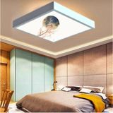 Gökyüzü Panel Dolunay Tasarım-Modern AVIZE-60 x 60 Ledli-Tavan AVIZE--54WATT-TAVANA Yapışık Lamba-Yatak Odası Avize- - Beyaz - 1