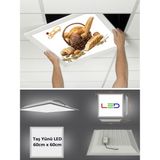 Gökyüzü Panel Fırın, 60 x 60 Taş Yünü Asma Tavan LED PANEL-60W-LED Sıva Altı-Logo Panel Aydınlatma, LED Armatür - Beyaz - 1
