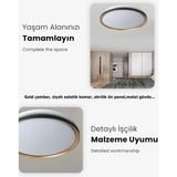 Gökyüzü Panel Gold 50 cm Avize, 45WATT, Beyaz Işık, Yuvarlak Gold Çerçeve, LED Avize, Modern Ev Lamba - 1