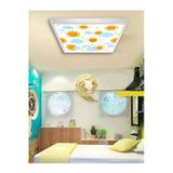 Gökyüzü Panel Güneşli-Bebek Odası Avize-60Cmx60cm-54Watt-Led-Bebek Avize-Güneş Avize-Bulutlu Avize-Gülen Güneş Led