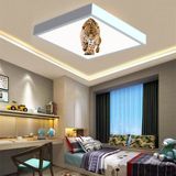 Gökyüzü Panel Leopar Desenli 60X60 Çocuk Odası Avize Modelleri, 54WAT Led, Tavana Model Avize, Baskılı Çocuklar Için Kare Avize - Beyaz