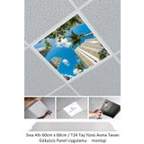 Gökyüzü Panel New-60Cmx60cm-Asma Tavan Led-Sıva Altı-54Watt-Led Panel-Led Armatür-60X60 Taş Yünü Asma Tavan Ledi