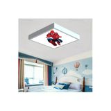 Gökyüzü Panel Örümcek Adam Çocuk Odası Led Avize- 60X60 Baskılı Led Avize- Beyaz Çerçeve-54W Led Işıklı Avize