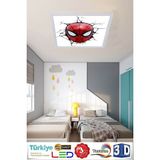 Gökyüzü Panel Örümcek Adam LED Çocuk Tavan Avize 60 cm x 60 cm , 60WATT LED Aydınlatma Avize, Spaderman Avize - Beyaz - 1