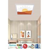 Gökyüzü Panel Pastel Art Desenli Tavan Armatürü 54W Led Aydınlatma Hd Avize 60Cmx60cm