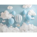 Gökyüzünde Uçuş: 200X150CM Mavi Balonlar ve Bulutlar, Stüdyo Fonu