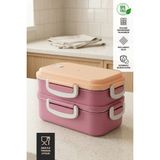GOLCIA Çift Katlı Sızdırmaz Paslanmaz Çelik Beslenme Kabı - Pastel Pembe - Renkli - 850 ml
