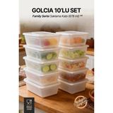 GOLCIA Family 678 ml Mikrodalgaya ve Derin Dondurucuya Uygun Yıkanabilir 10'lu Saklama Kabı Seti - Şeffaf