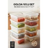 GOLCIA Max 777 ml Mikrodalgaya ve Derin Dondurucuya Uygun Yıkanabilir 10'lu Saklama Kabı Seti - Şeffaf