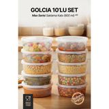 GOLCIA Max 800 ml Mikrodalgaya ve Derin Dondurucuya Uygun Yıkanabilir 10'lu Saklama Kabı Seti - Şeffaf