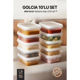 GOLCIA Midi 219 ml Mikrodalgaya ve Derin Dondurucuya Uygun Yıkanabilir 10'lu Saklama Kabı Seti - Şeffaf