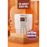 GOLCIA Midi 220 ml Mikrodalgaya ve Derin Dondurucuya Uygun Yıkanabilir 10'lu Saklama Kabı Seti