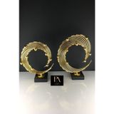 Gold 2'li Ofis Metal Aksesuar Biblo Ev Salon Dekorasyon Obje