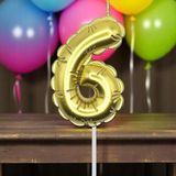 Gold Altı 6 Numara Mum Gold Folyo Balon Şeklinde Pasta Mumu Gold Pasta Mumu Gold Doğum Günü Mumu - 1 Adet