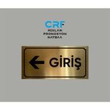 Gold Aluminyum Kapı Isimliği Giriş Sol Yönlendirme Oklu Yazılı Arkası Yapışkanlı 10X20 cm
