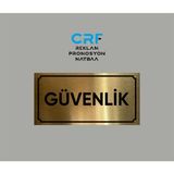Gold Aluminyum Kapı Isimliği Güvenlik Yazılı Arkası Yapışkanlı 10X20 cm