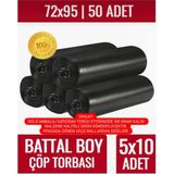Gold Ambalaj Battal Boy Çöp Torbası 5'li (5x10 50 Adet) Battal Boy Çöp Torbası Yırtılmaz Taşınma Poşeti Eşya Poşeti