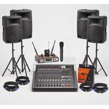 Gold Audio Okul Konferans ve Etkinlik Ses Sistemi Paketi - (4 Hoparlör, Sehpa, Mikser, Telsiz Mikrofon)