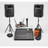 Gold Audio Okul Konferans ve Etkinlik Ses Sistemi Paketi - Yaka & El Mikrofonlu Tak-Çalıştır Set